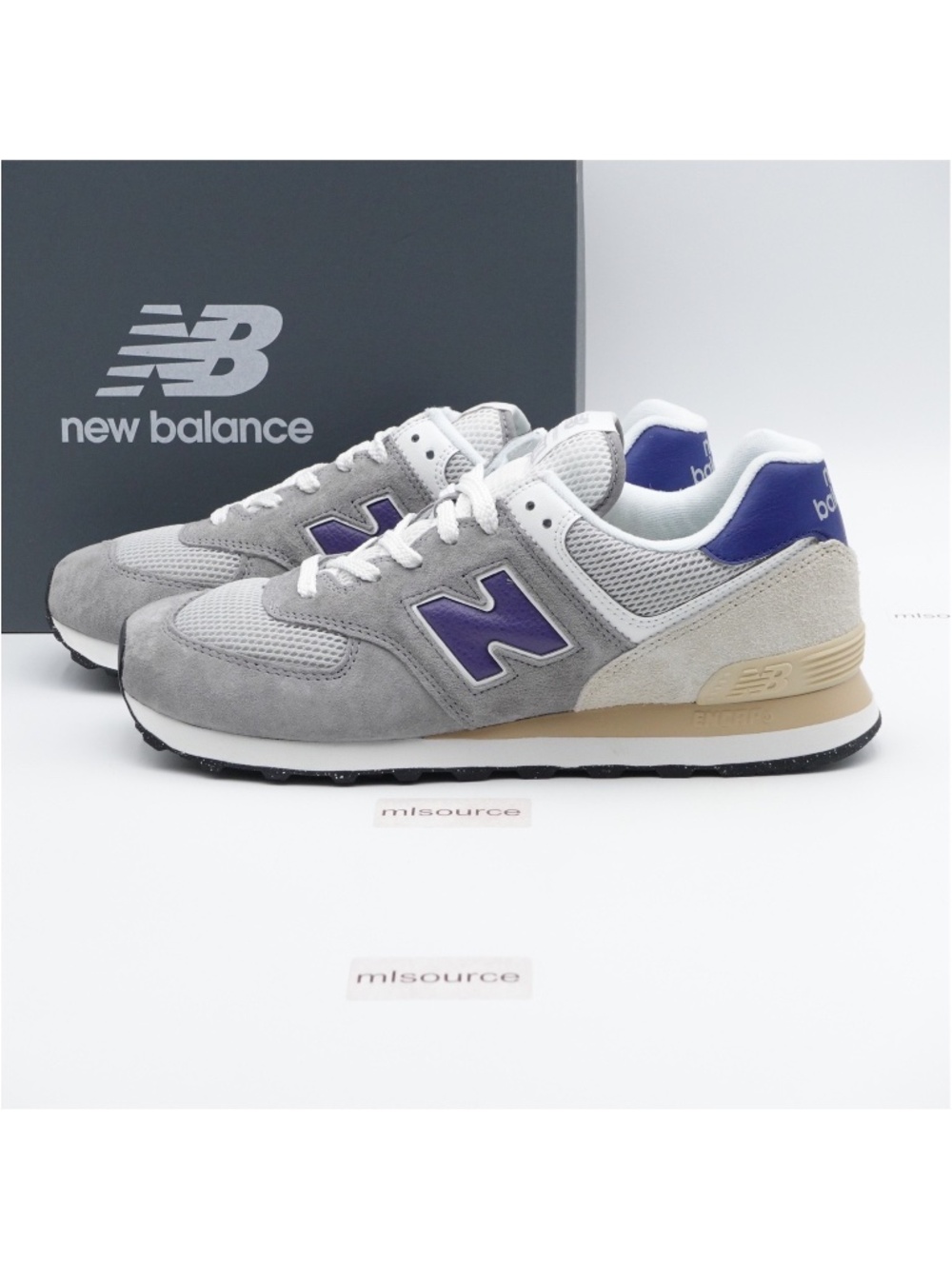 NEW Size 10.5 Men's New Balance 574 Suede Sneakers U574SPB Grey/Navy